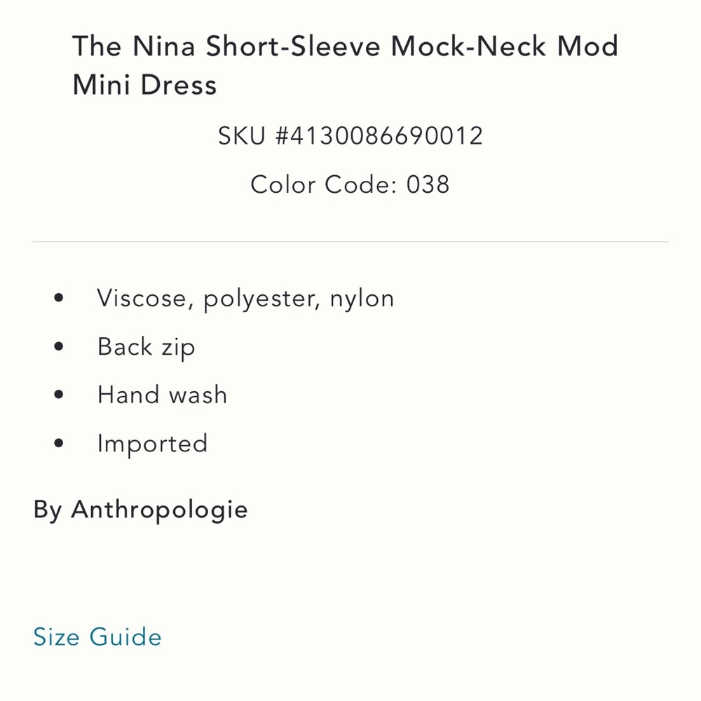✨ Anthropologie Nina Short-Sleeve Mock-Neck Mod Mini Dress Sz L - Picture 4 of 7